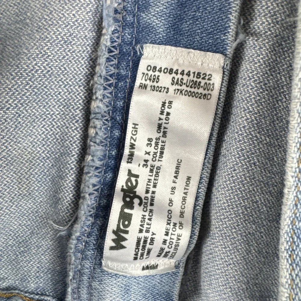 Wrangler 13MWZGH Jeans Men's 34x36 Light Wash Cowboy Cut Original Fit Straight